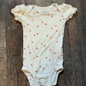 Carter's Cream and Pink Patterned Bodysuit